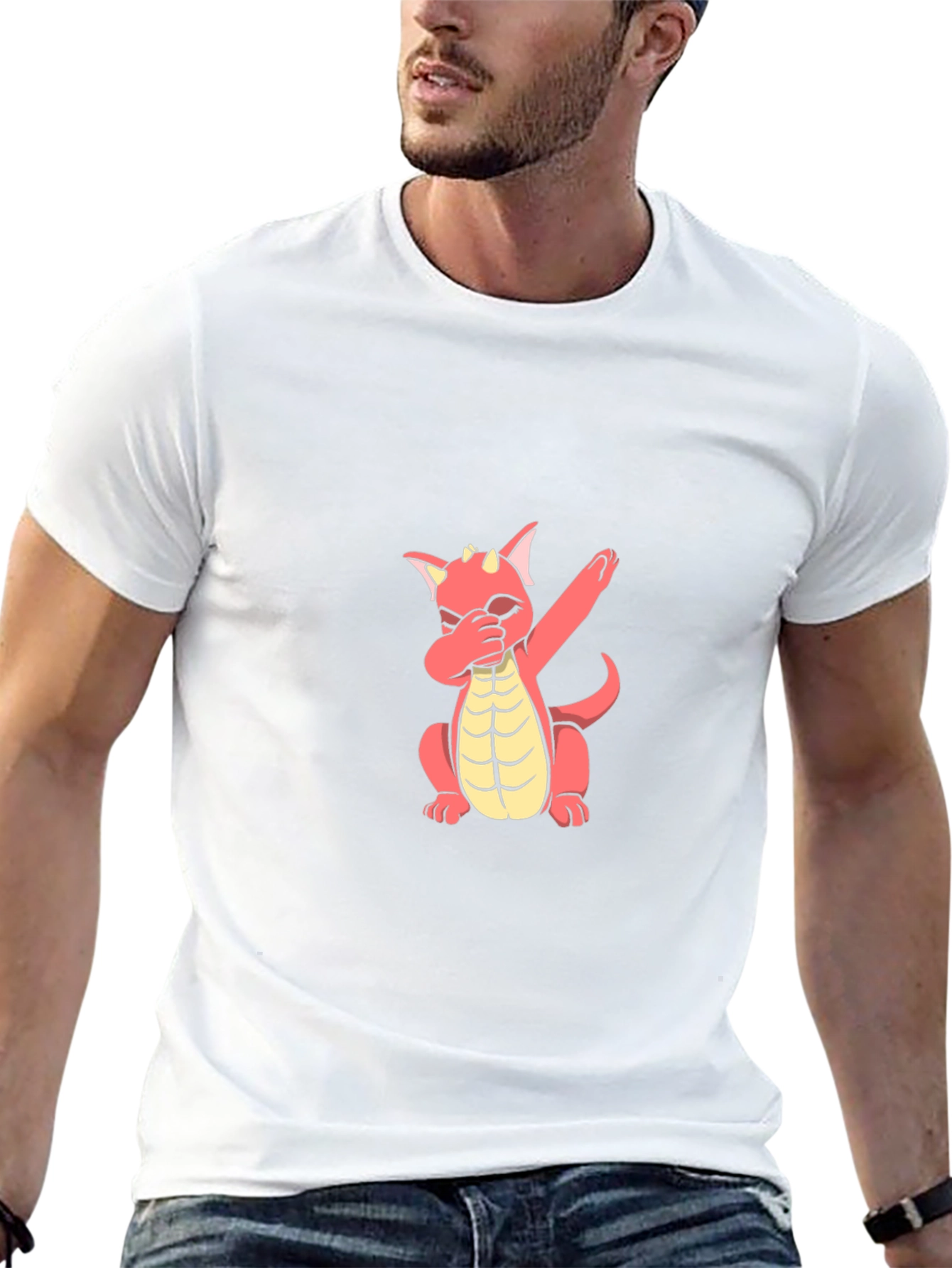 Dabbing Dragon Graphic Tee - Stylish Black T-Shirt