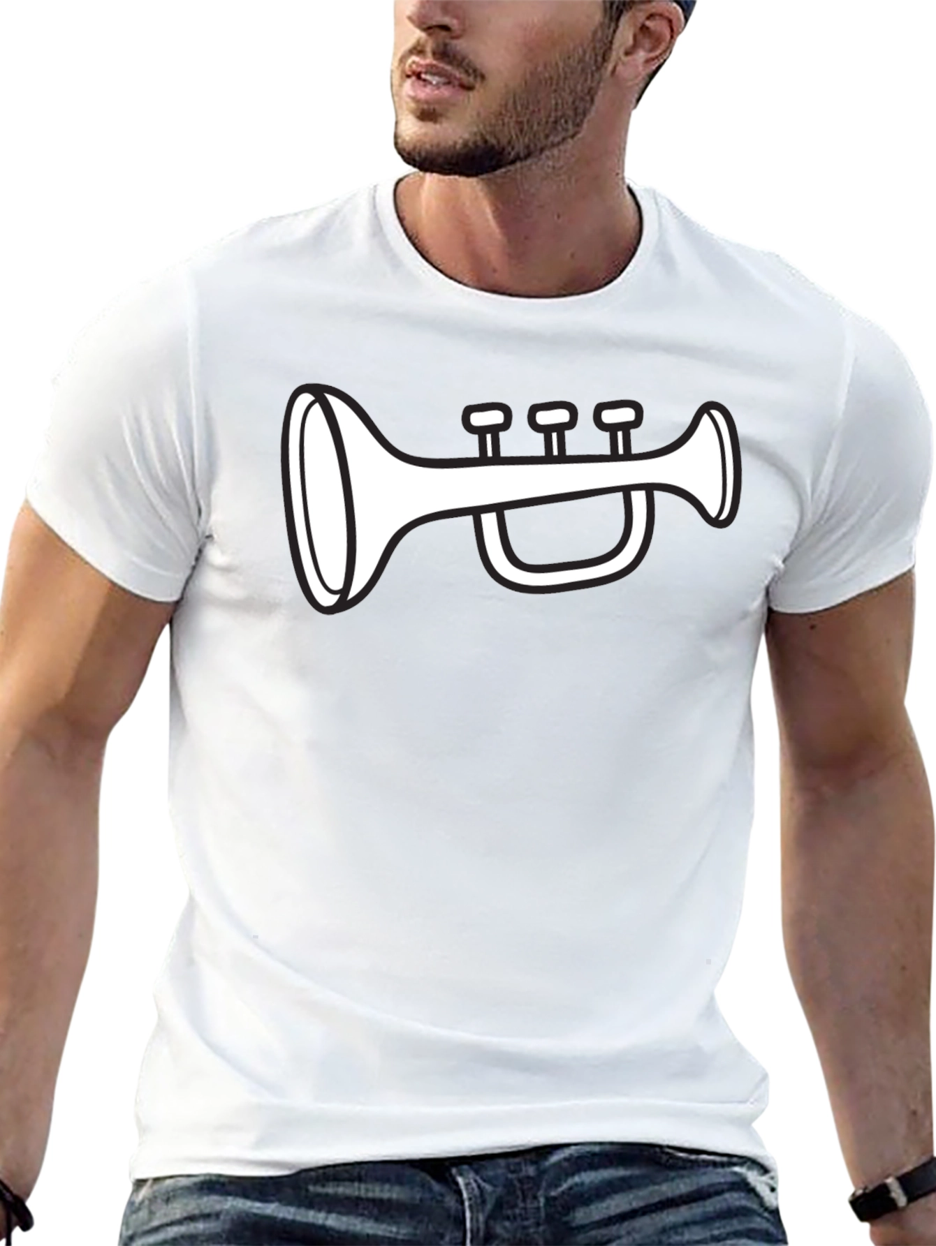 Trumpet Graphic Tee - Black Cotton T-Shirt