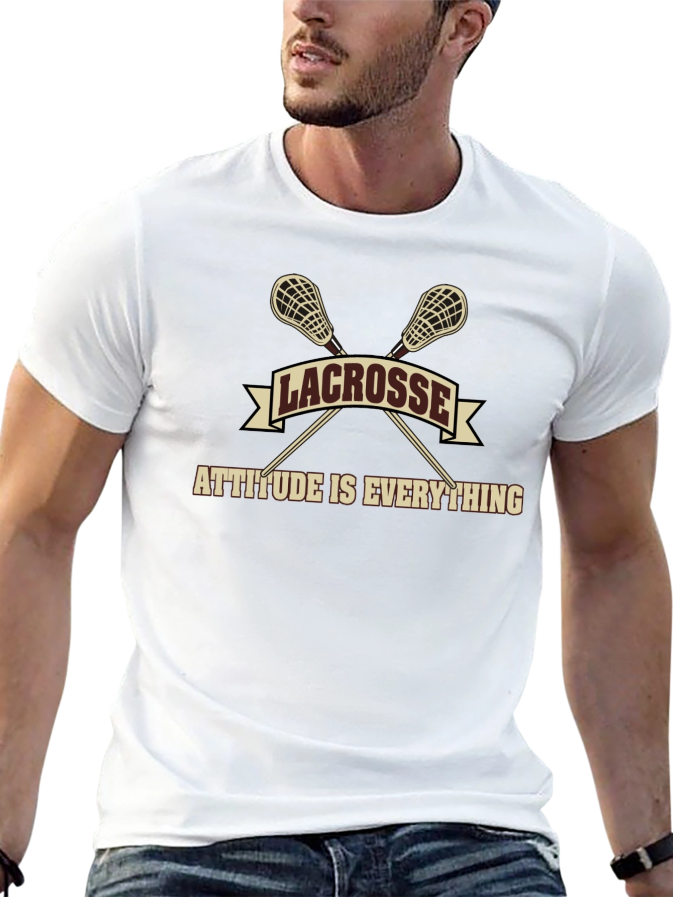 Lacrosse Attitude T-Shirt - Black Sporty Graphic Tee