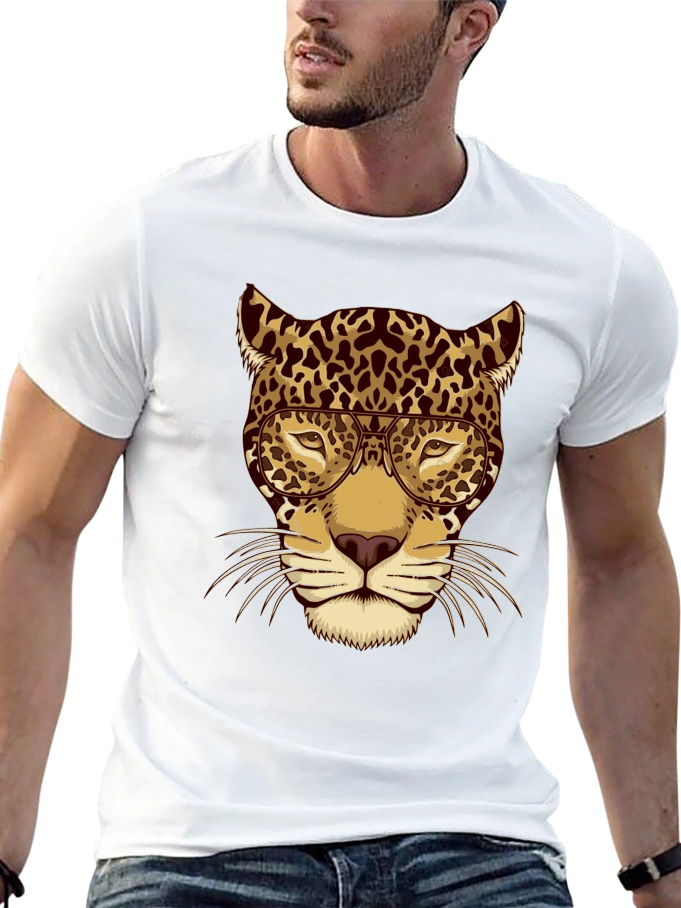 Leopard with Glasses Graphic T-Shirt