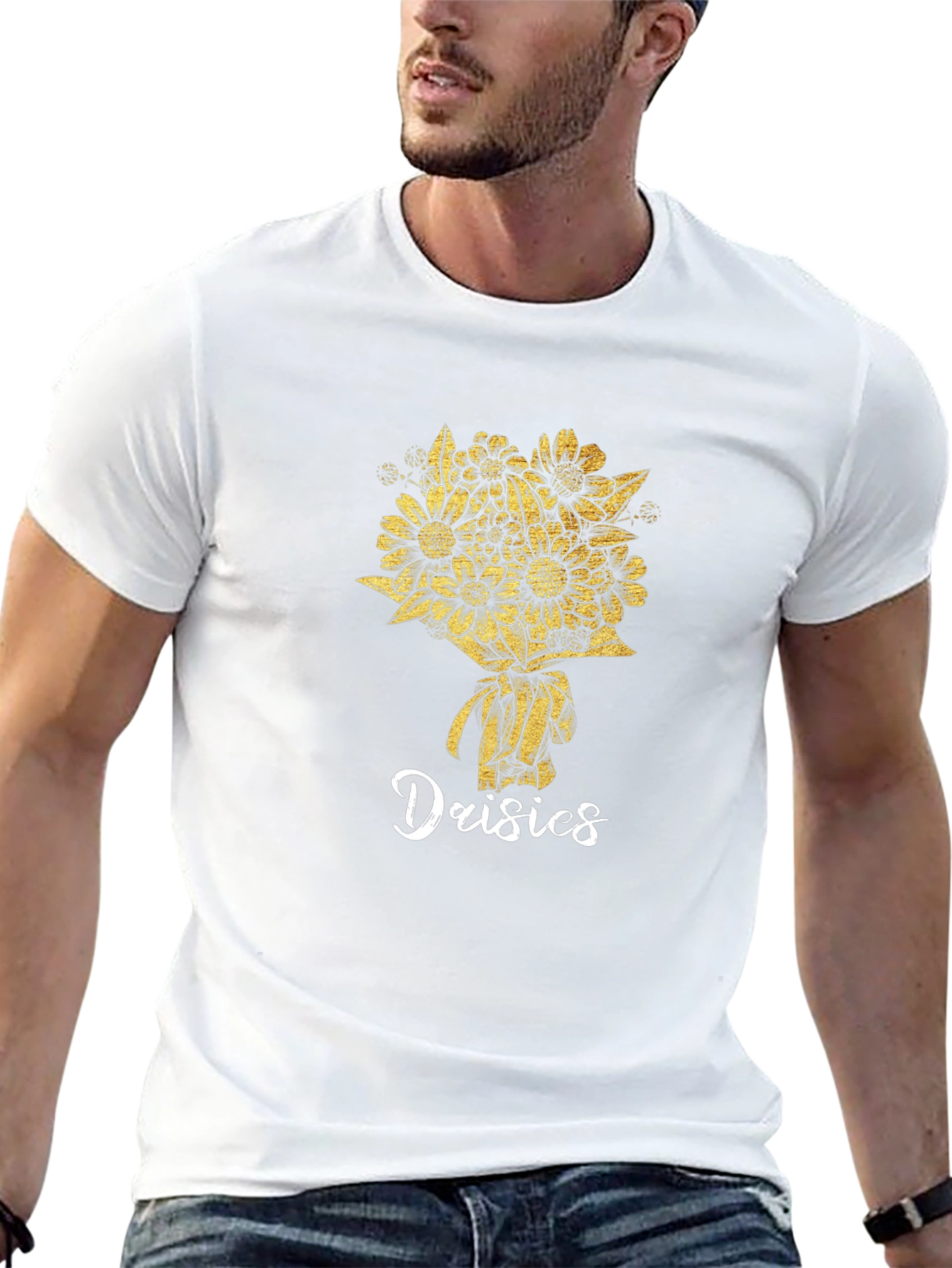 Daisies Graphic Tee - Black Cotton T-Shirt
