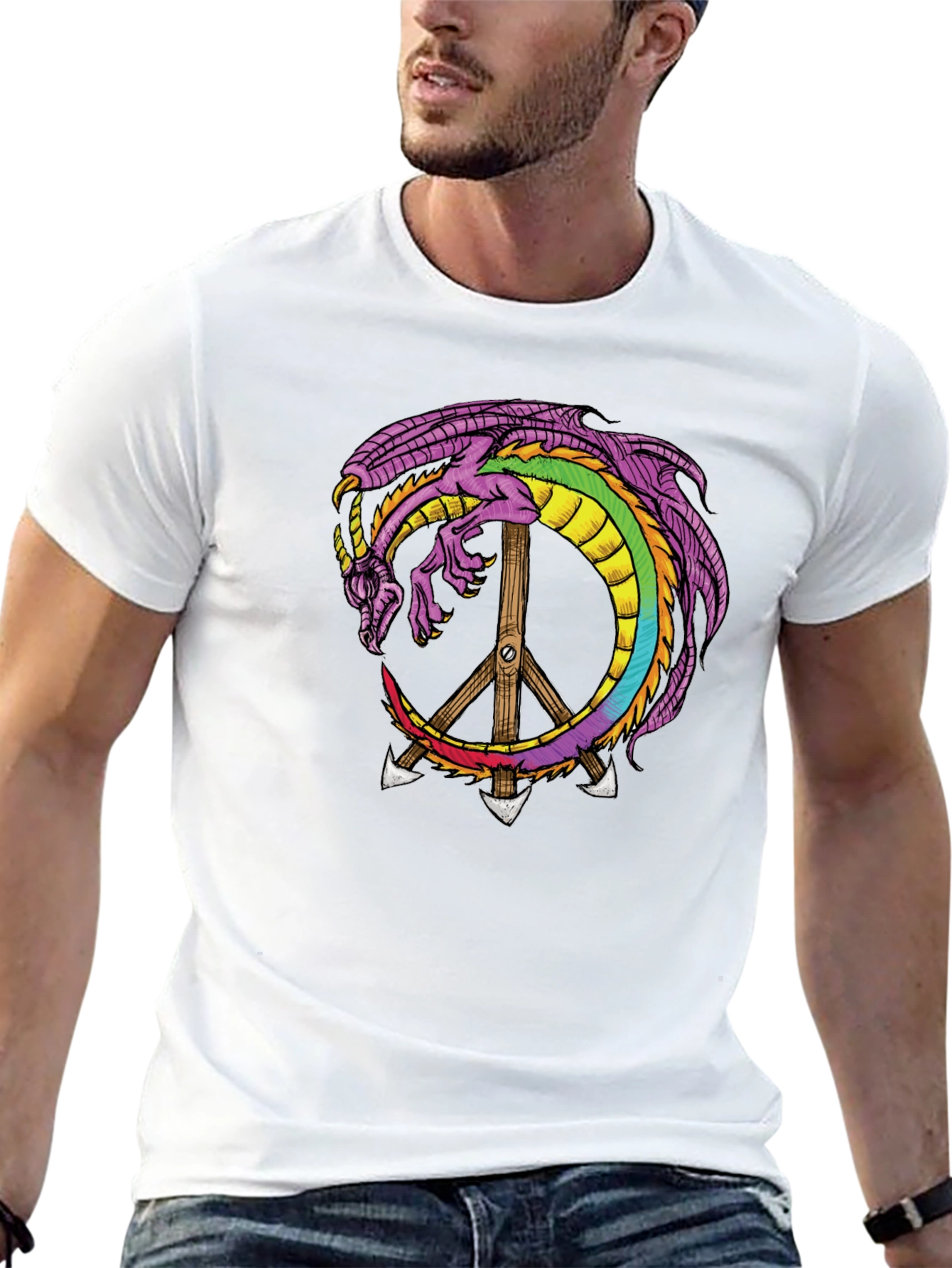 Dragon Peace Sign Graphic Tee