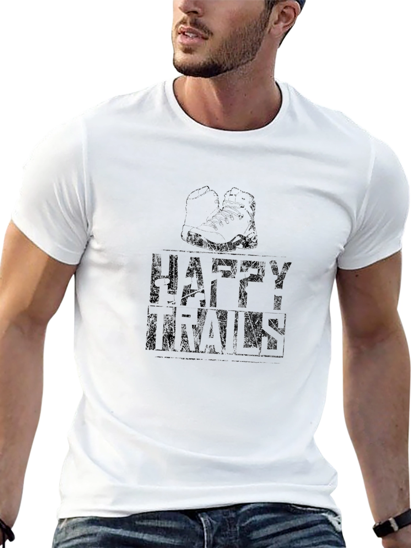 Happy Trails Graphic Tee - Black Cotton Casual Shirt
