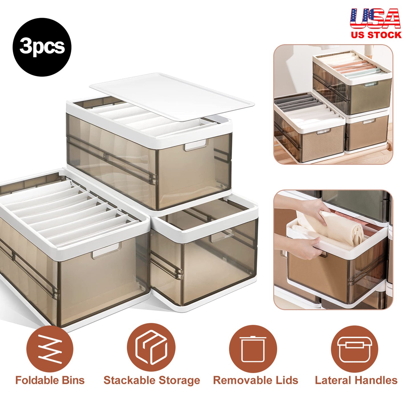 Pack Foldable Storage Bin With Lid Stackable – Designed for Modern Living