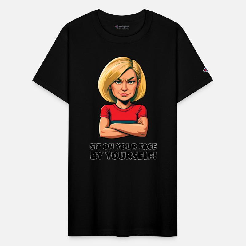 Blonde woman offended at someone