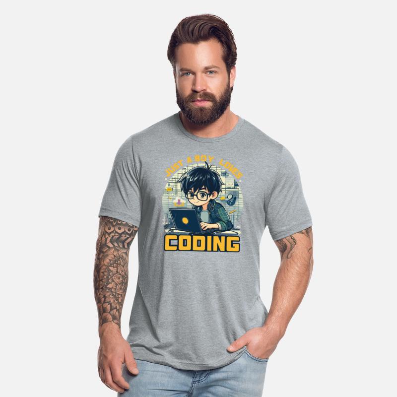 boy working with laptop, just girl loves coding