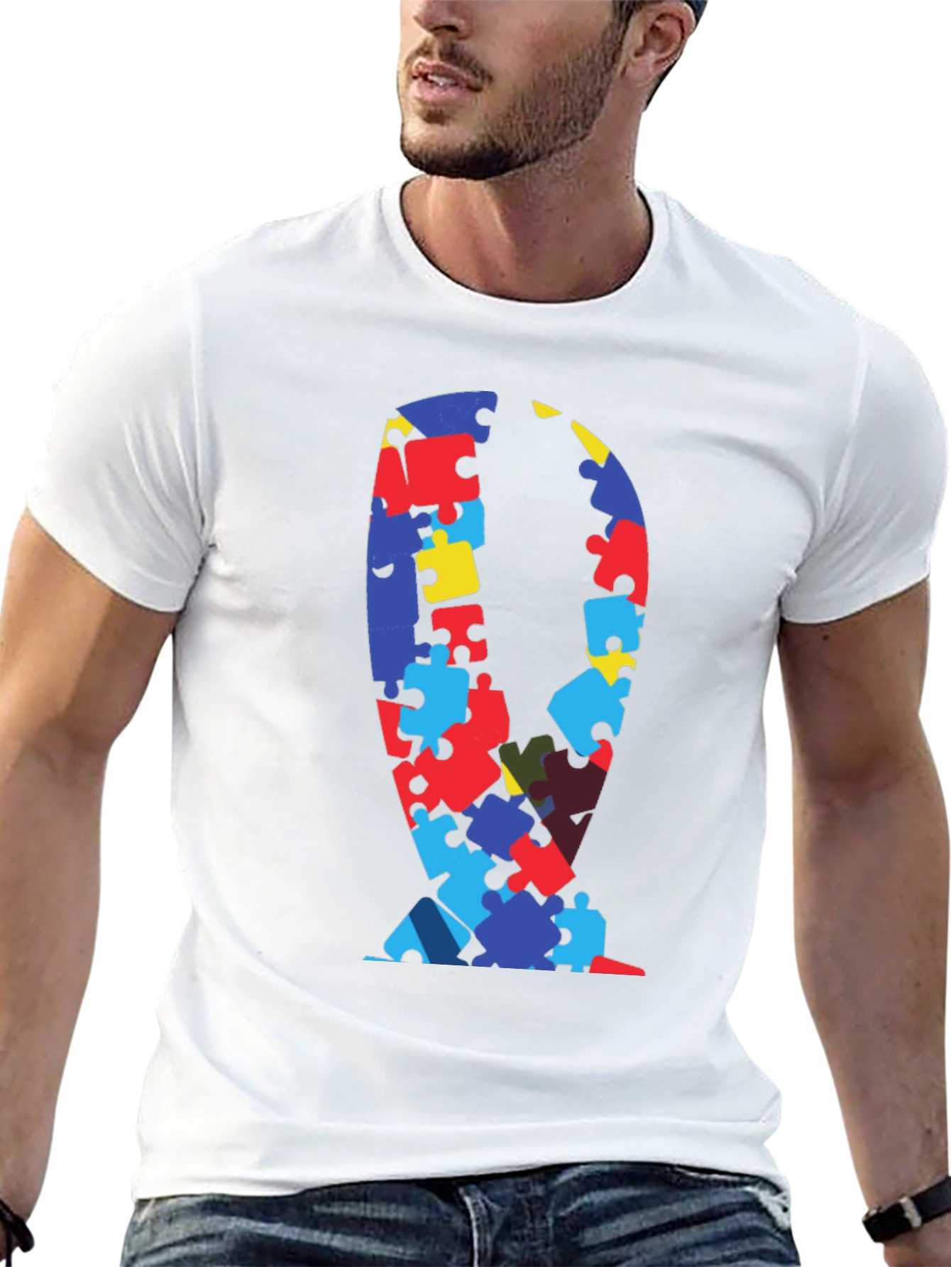 Puzzle Piece Ribbon Graphic Tee