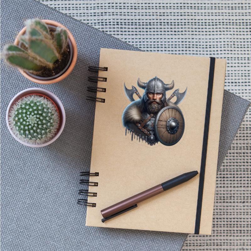 Fierce Viking Warrior with Shield and Axes