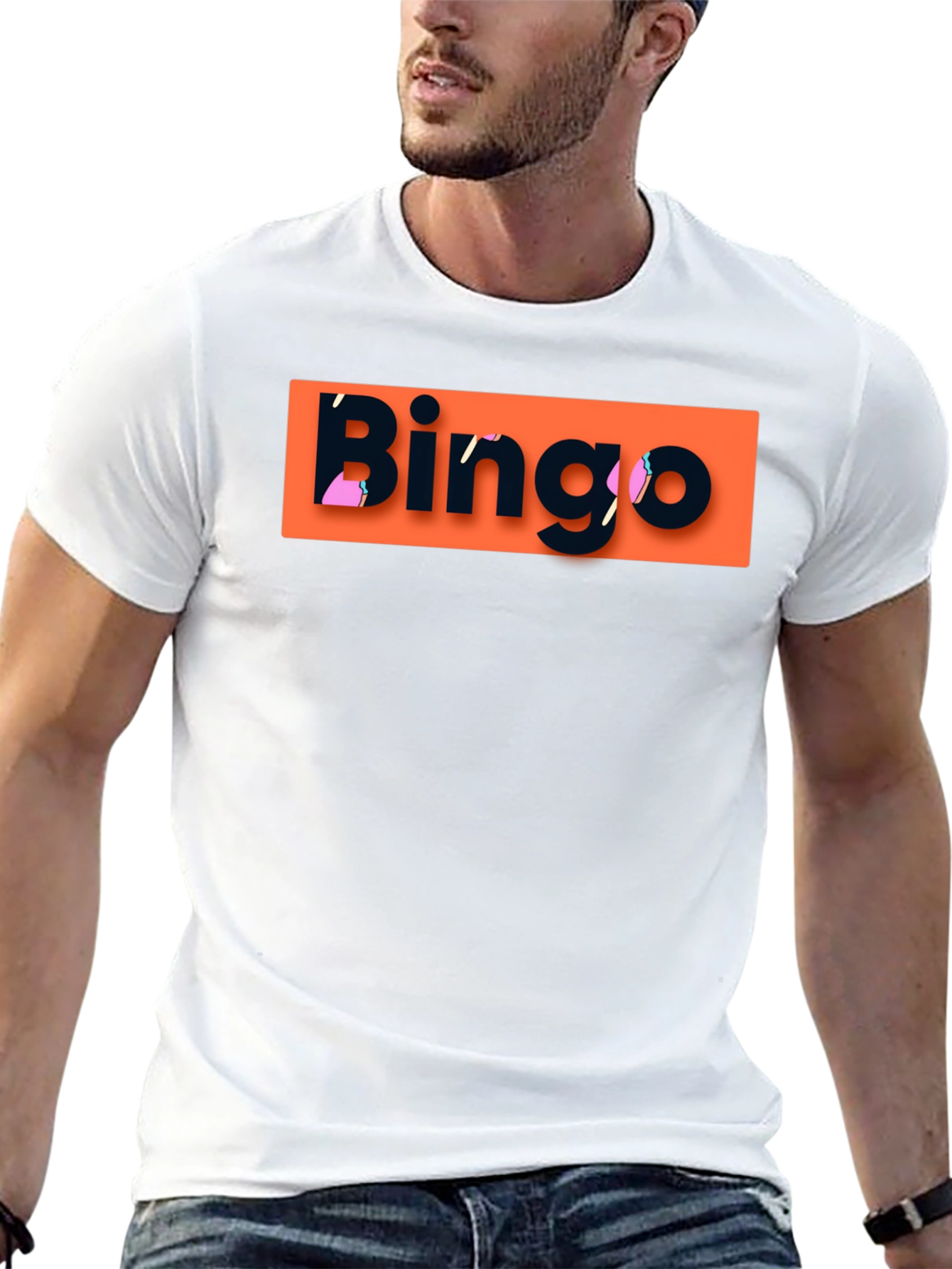 Bingo Graphic T-Shirt - Black Crew Neck Tee