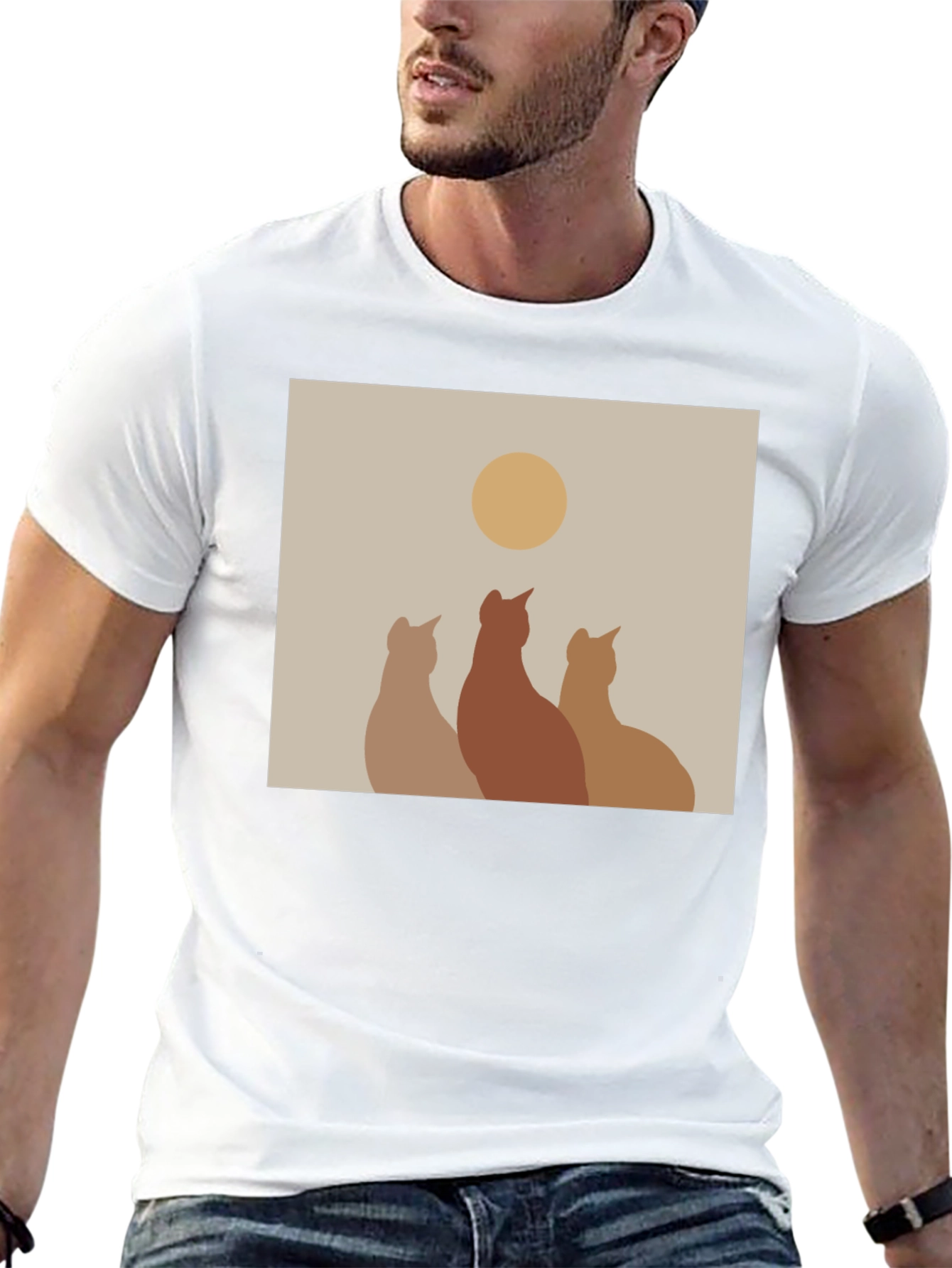 Minimalist Cat Silhouette T-Shirt - Artistic Design