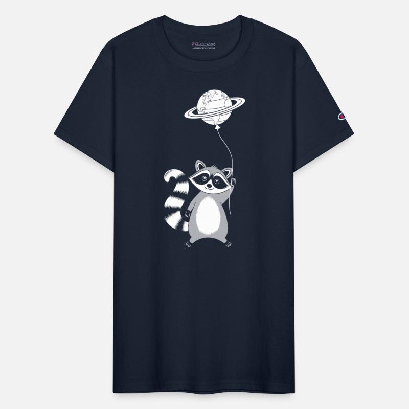 Whimsical Escapism: Raccoon with Planet Balloon