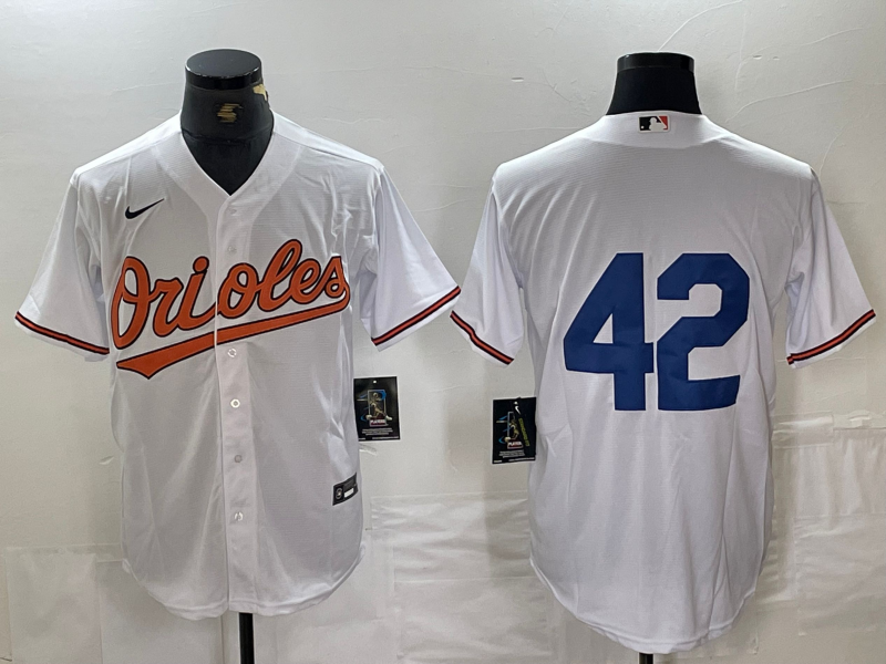 Men's Baltimore Orioles #42 White 2024 Jackie Robinson Day Home Limited Jerseys