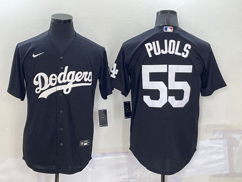 Men's Los Angeles Dodgers Albert Pujols #55 Black Replica Baseball Jerseys