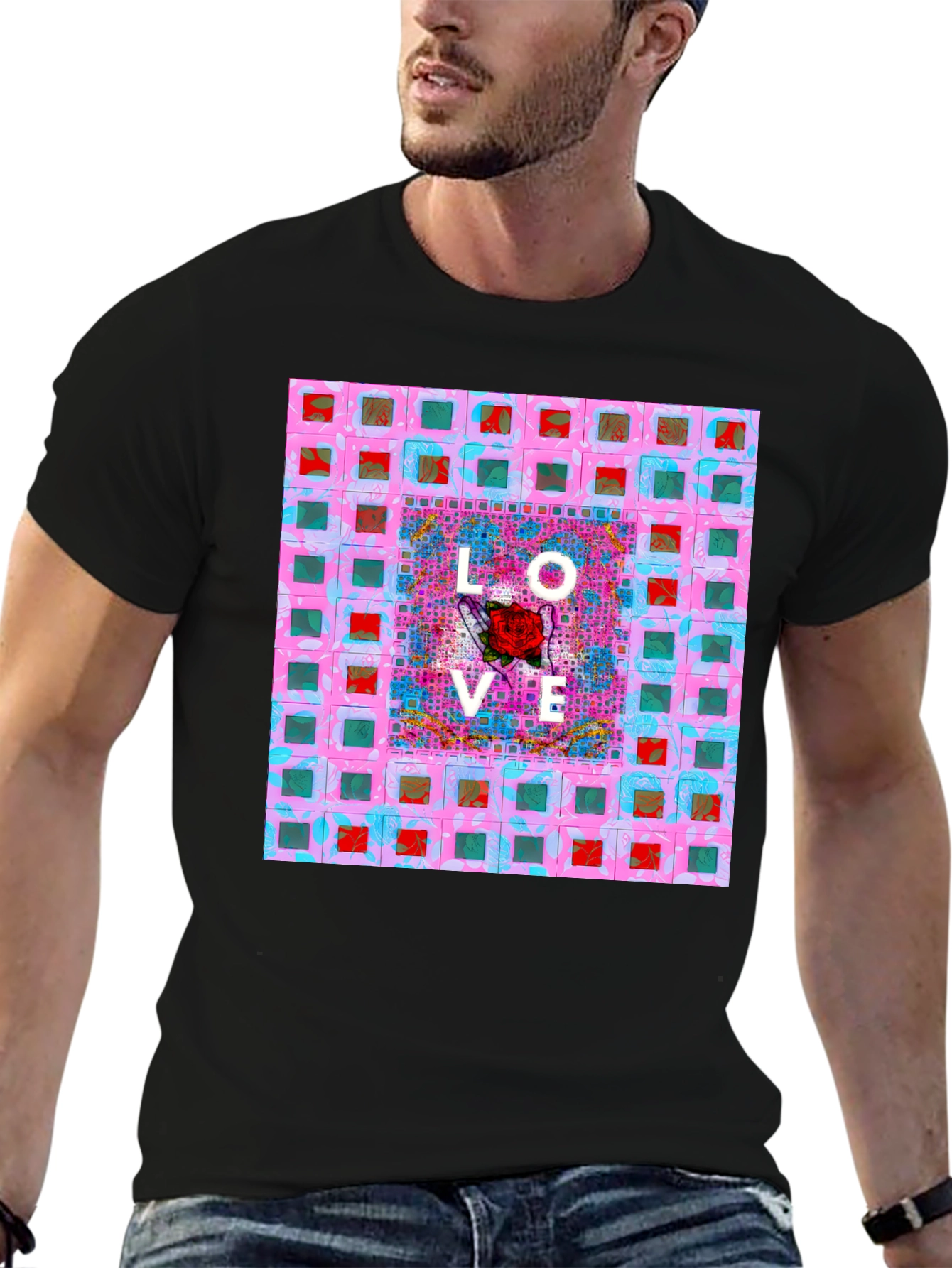 Love Rose Graphic T-Shirt - Modern Abstract Design