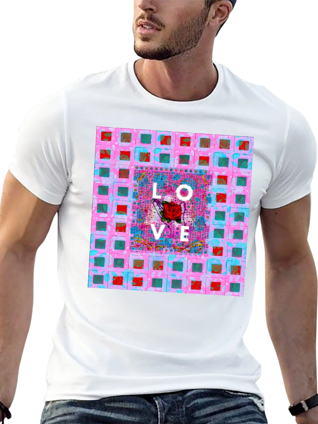 Love Rose Graphic T-Shirt - Modern Abstract Design