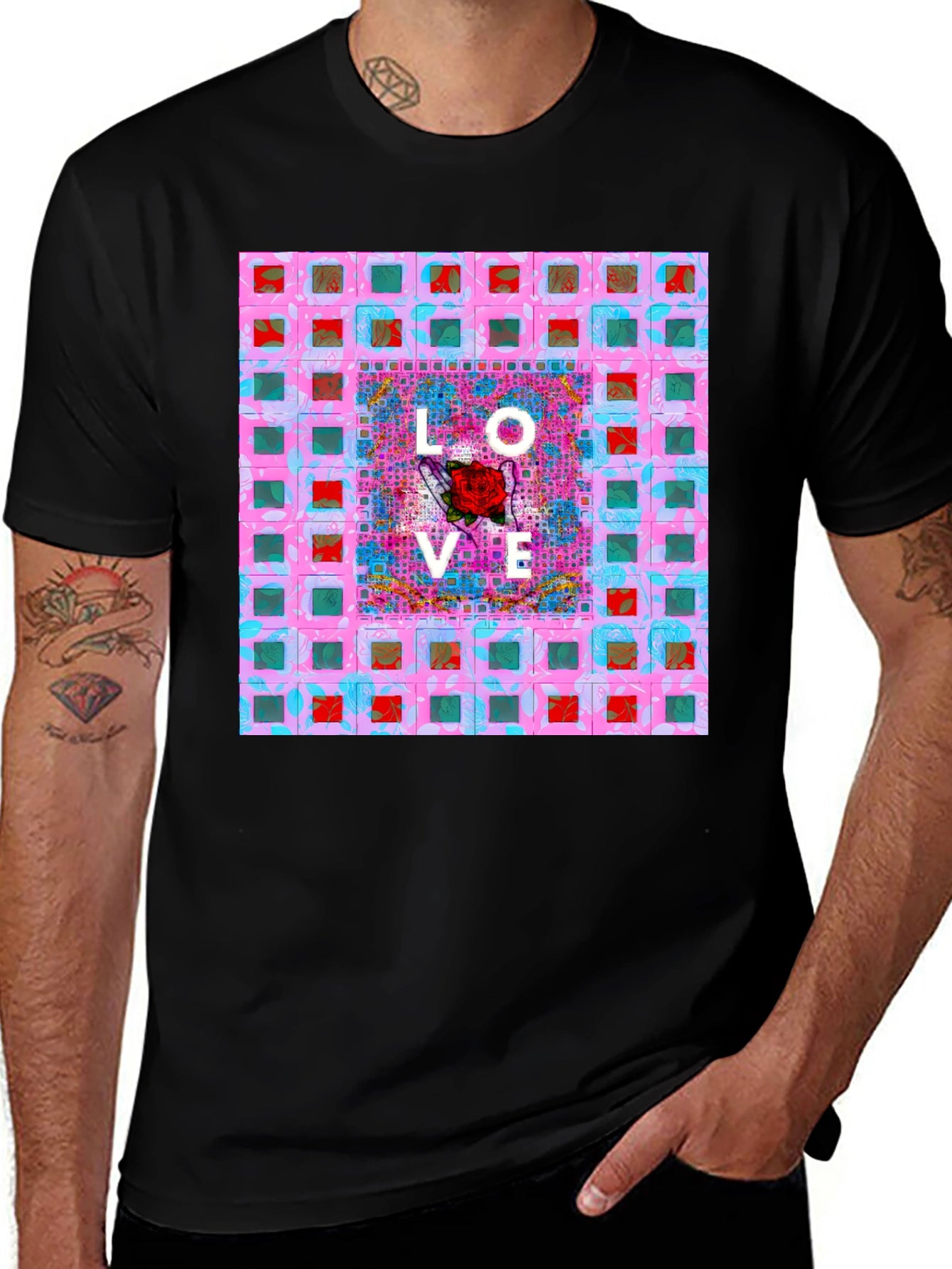 Love Rose Graphic T-Shirt - Modern Abstract Design