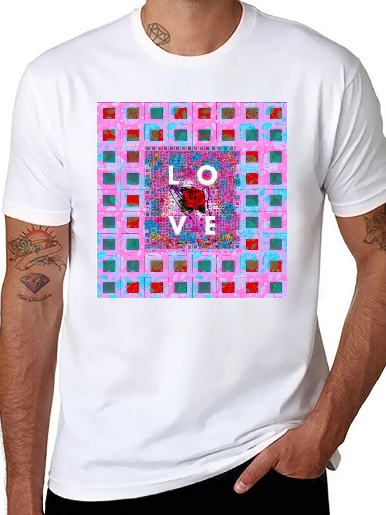 Love Rose Graphic T-Shirt - Modern Abstract Design