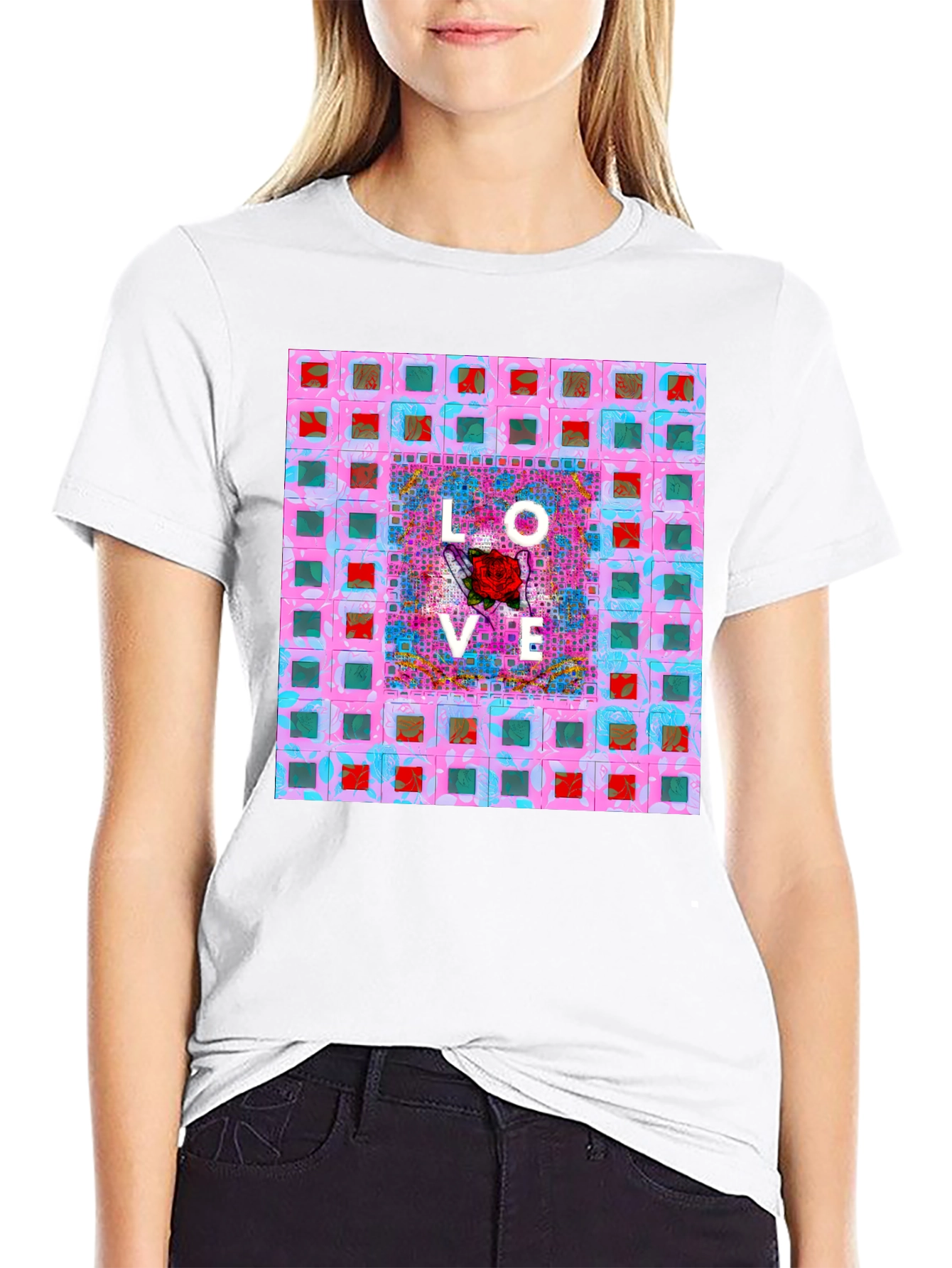 Love Rose Graphic T-Shirt - Modern Abstract Design