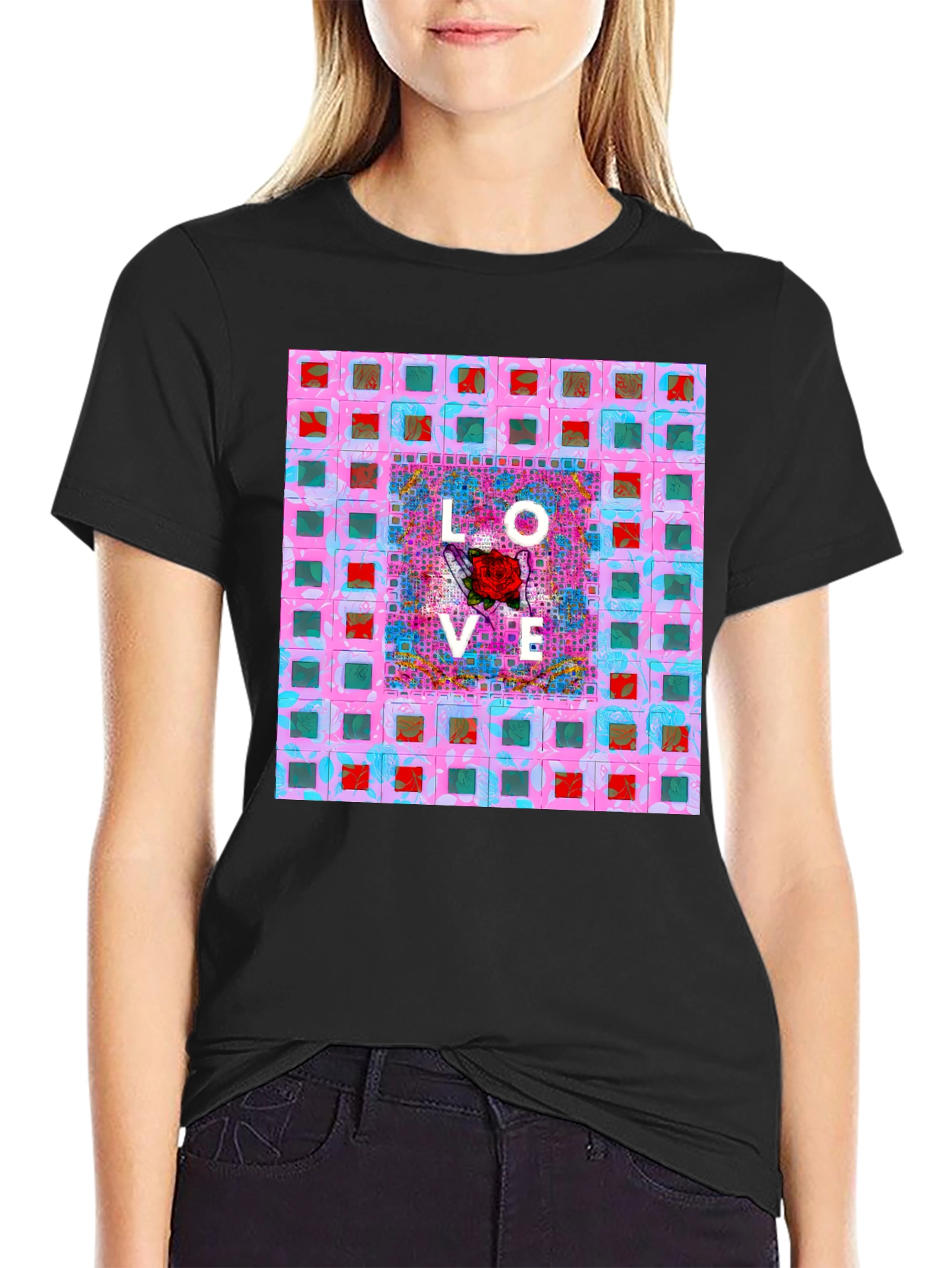 Love Rose Graphic T-Shirt - Modern Abstract Design
