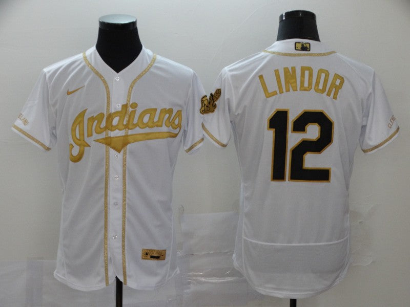 Men's Cleveland Guardians Francisco Lindor #12 White Replica Player Jerseys