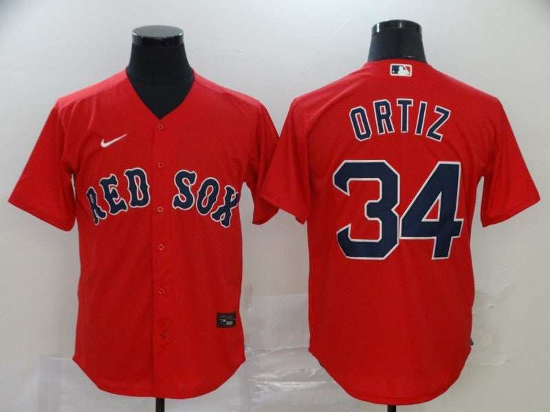 Men's Boston Red Sox David Ortiz #34 Red Replica Baseball Jerseys