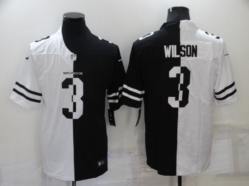 Men's Denver Broncos Russell Wilson #3 White/Black Game Jerseys
