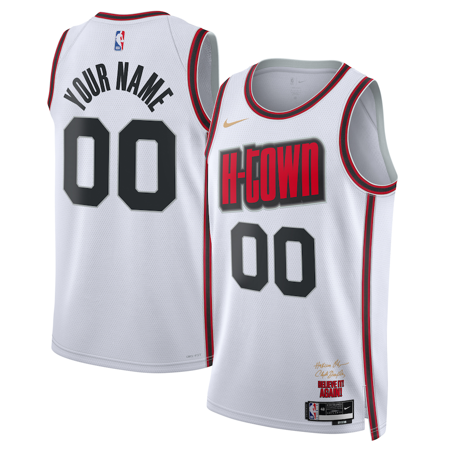 Men's Houston Rockets White 2024/25 Custom Swingman Jerseys - City Edition