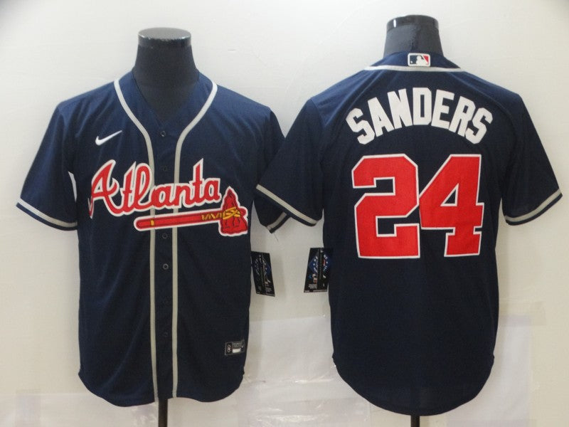 Men's Atlanta Braves Deion Sanders #24 Navy Replica Player Jerseys