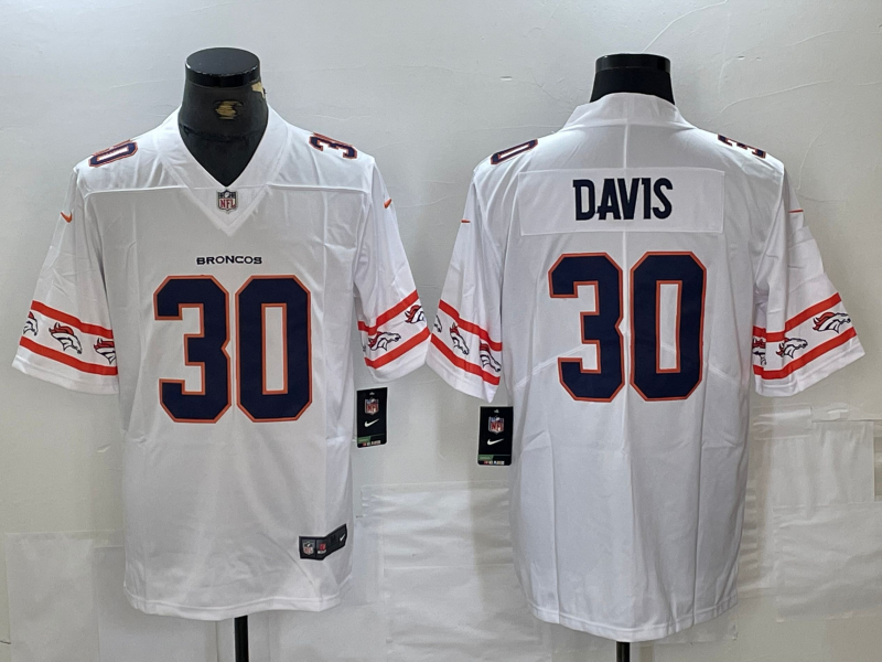 Men's Denver Broncos Terrell Davis #30 White Game Player Jerseys