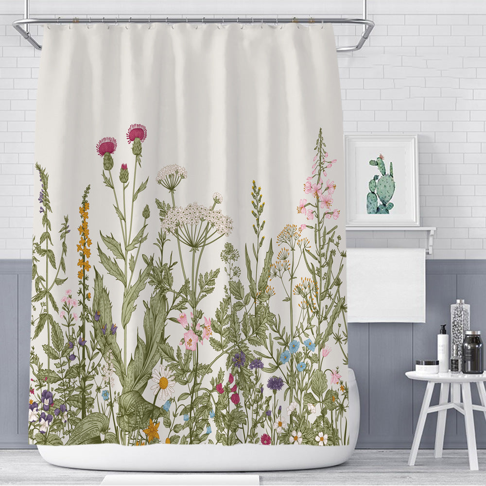 Colorful Floral Shower Curtain – Waterproof Bathroom Decor