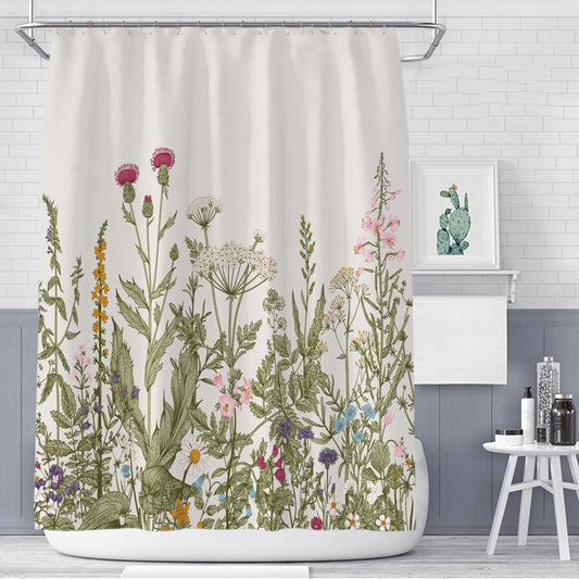 Colorful Floral Shower Curtain – Waterproof Bathroom Decor