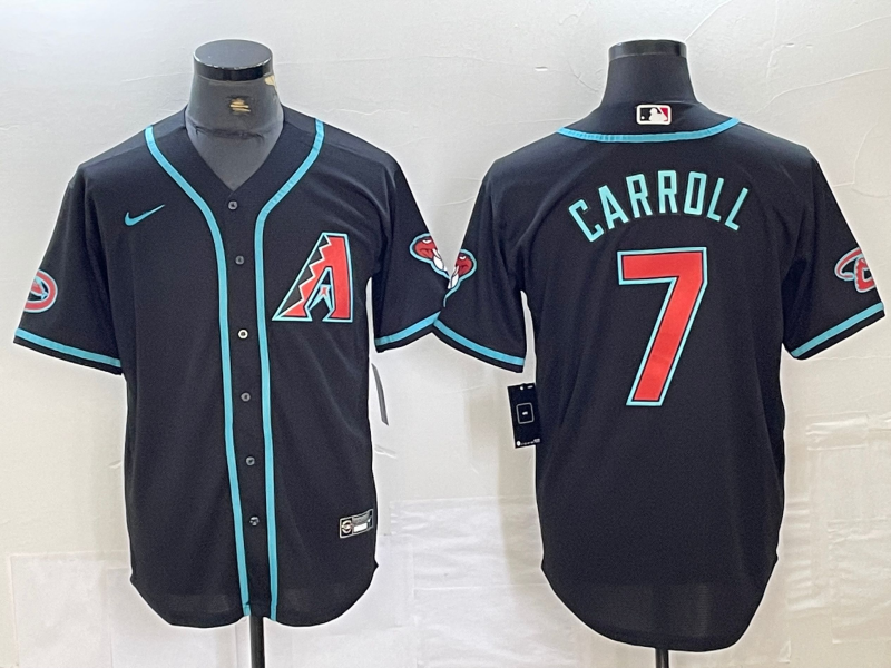 Men's Arizona Diamondbacks Corbin Carroll #7 Black Replica Player Jerseys