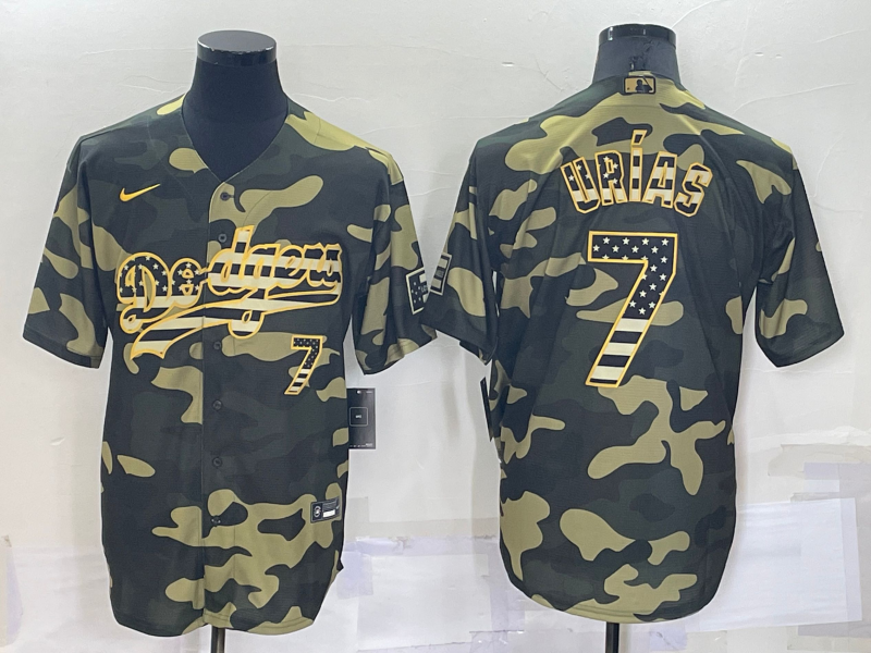 Men's Los Angeles Dodgers Julio Urias #7 Camouflage Replica Baseball Jerseys