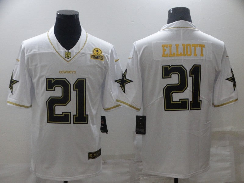 Men's Dallas Cowboys Ezekiel Elliott #21 White Player Game Jerseys