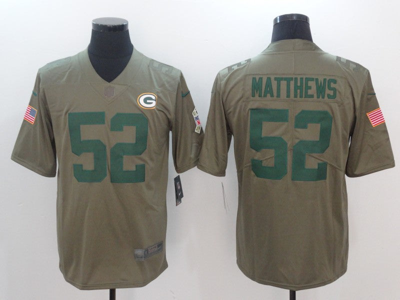 Men's Green Bay Packers Clay Matthews #52 Brown Game Jerseys