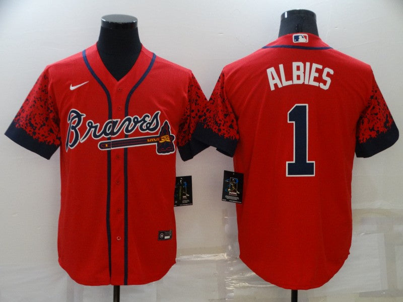 Men's Atlanta Braves Ozzie Albies #1 Red Stitched Player Jerseys