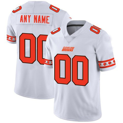 Custom1 Cleveland Browns White Team Logo Vapor Limited Jerseys Stitched American Football Jerseys