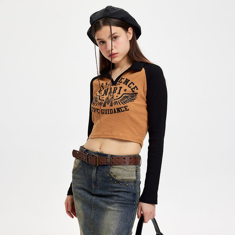 Chic Top Raglan Sleeve Short Long Sleeve Top Wome