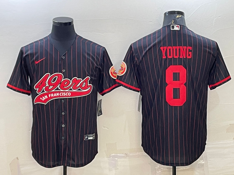 Men's San Francisco 49ers Steve Young #8 Black Player Jerseys Joint Edition