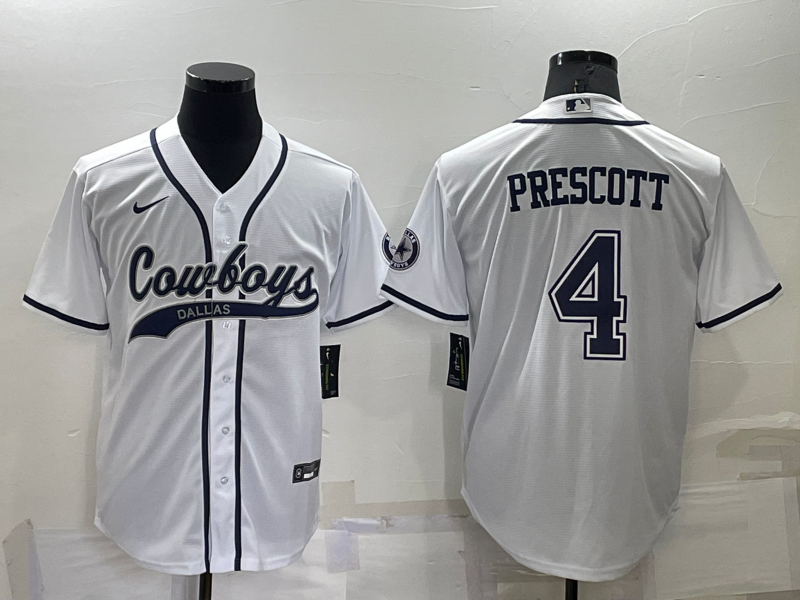Men's Dallas Cowboys Dak Prescott #4 White Player Jerseys Joint Edition