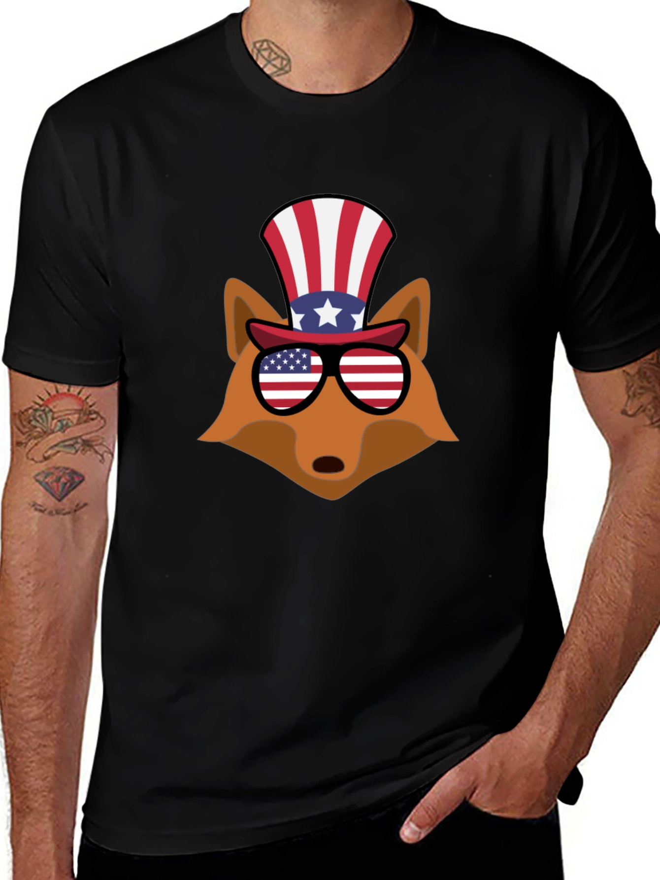 Patriotic Fox Graphic Tee - USA Celebration