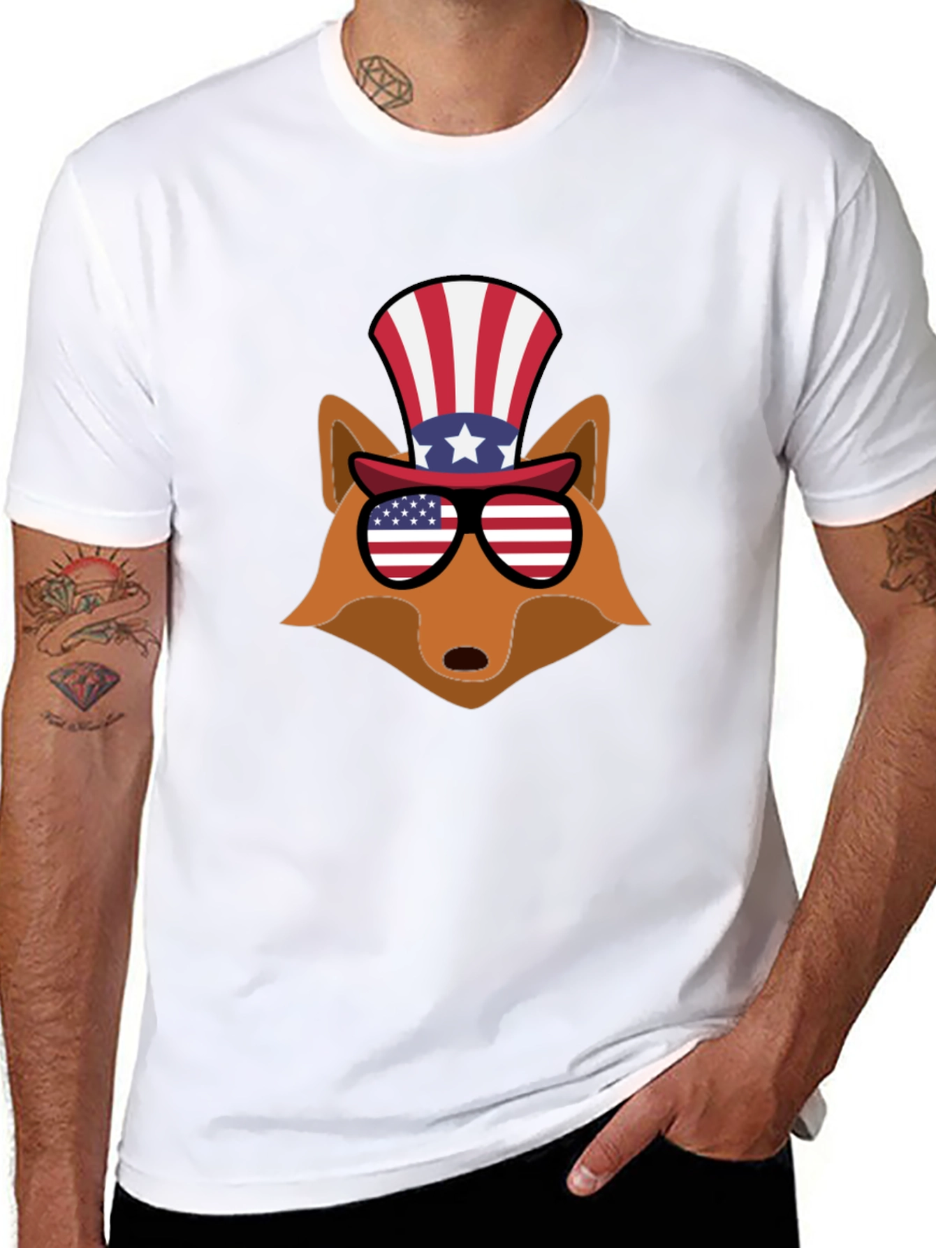 Patriotic Fox Graphic Tee - USA Celebration