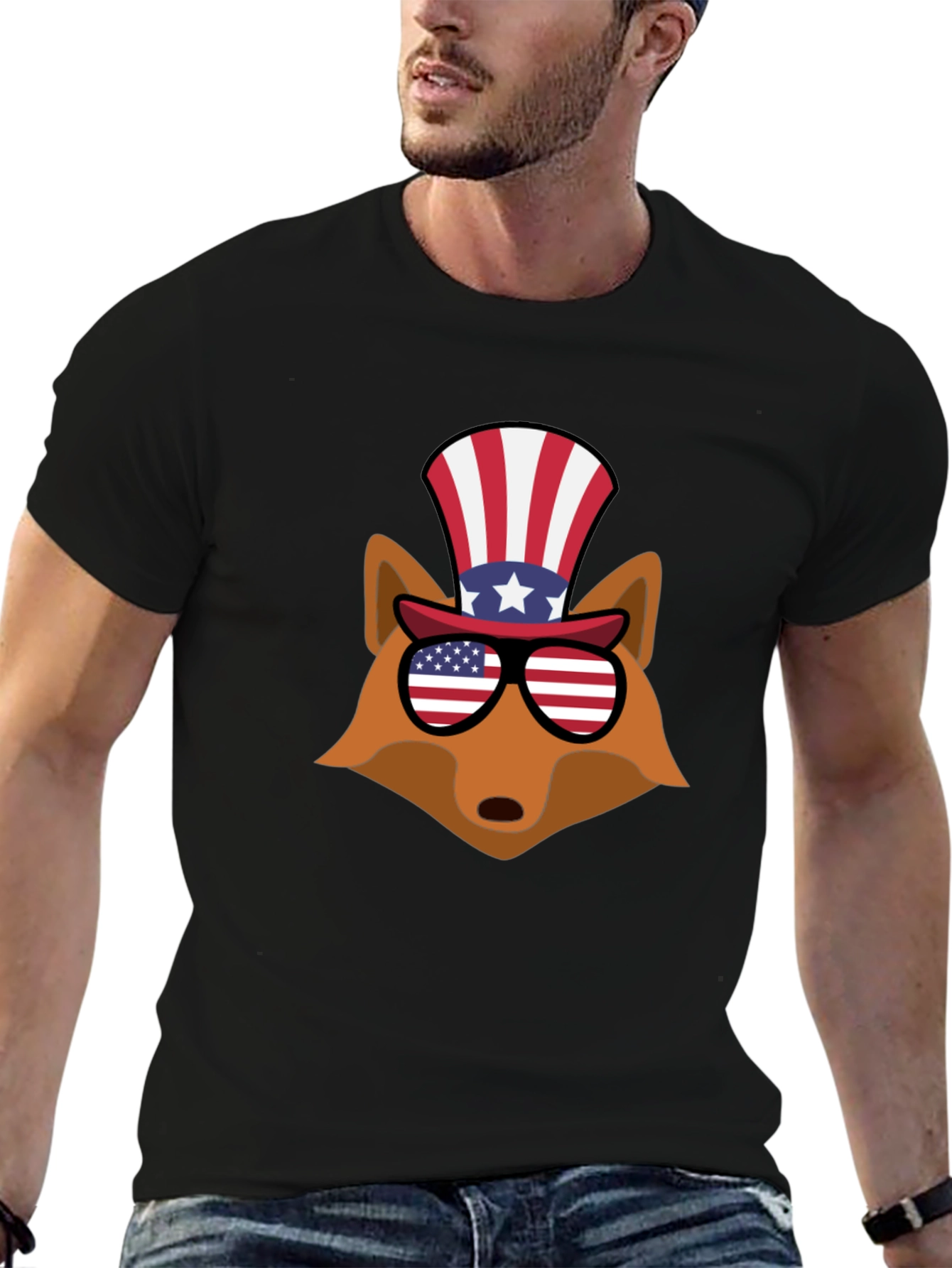 Patriotic Fox Graphic Tee - USA Celebration