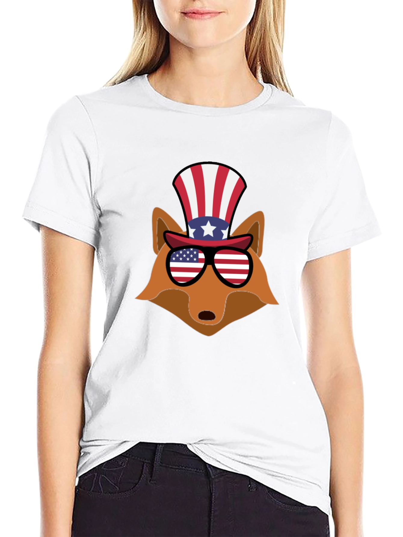 Patriotic Fox Graphic Tee - USA Celebration