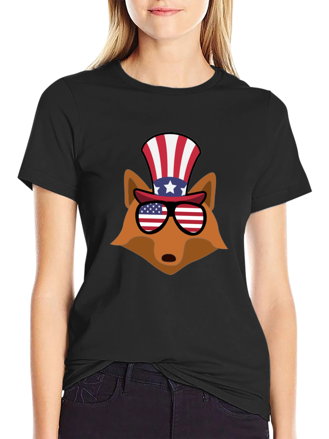 Patriotic Fox Graphic Tee - USA Celebration