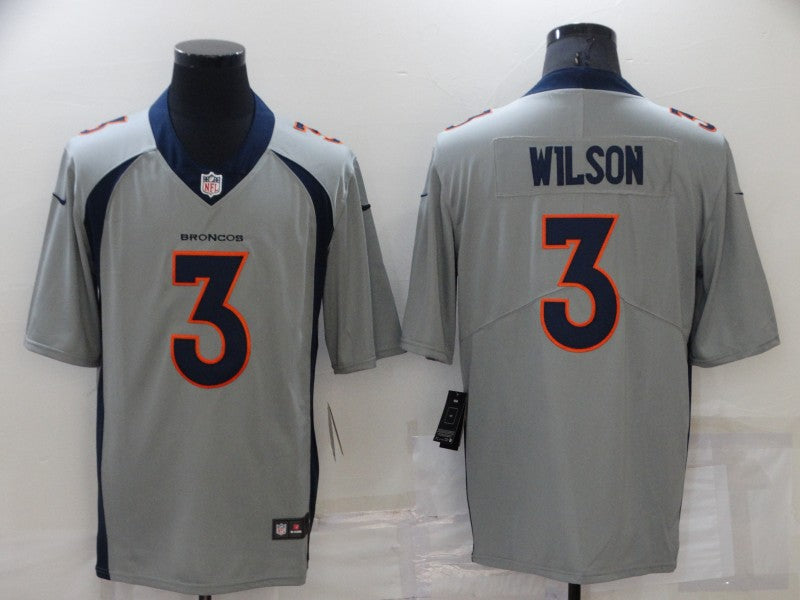 Men's Denver Broncos Russell Wilson #3 Gray Inverted Game Jerseys