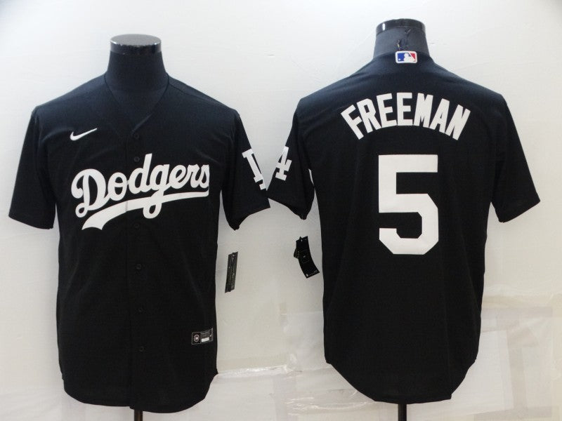 Men's Los Angeles Dodgers Freddie Freeman #5 Black Replica Baseball Jerseys