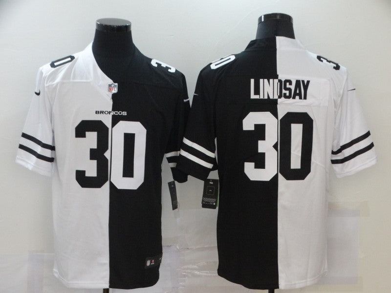 Men's Denver Broncos Phillip Lindsay #30 Black/White Game Jerseys
