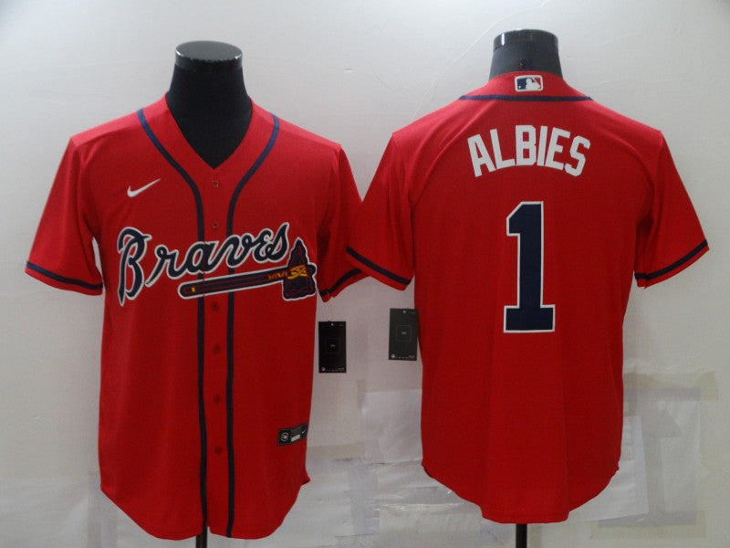 Men's Atlanta Braves Ozzie Albies #1 Red Replica Player Jerseys