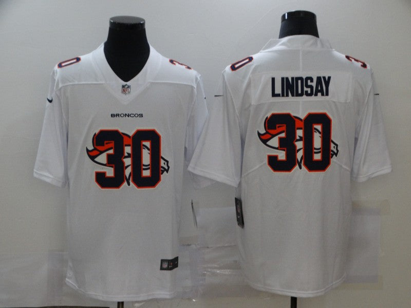 Men's Denver Broncos Phillip Lindsay #30 White Player Game Jerseys